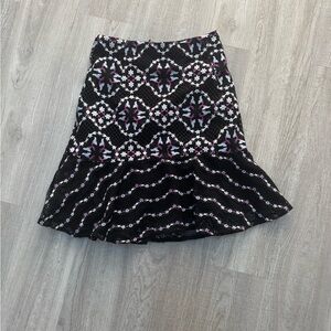 Sandro Black White Purple Blue Ruffle Mini Skirt